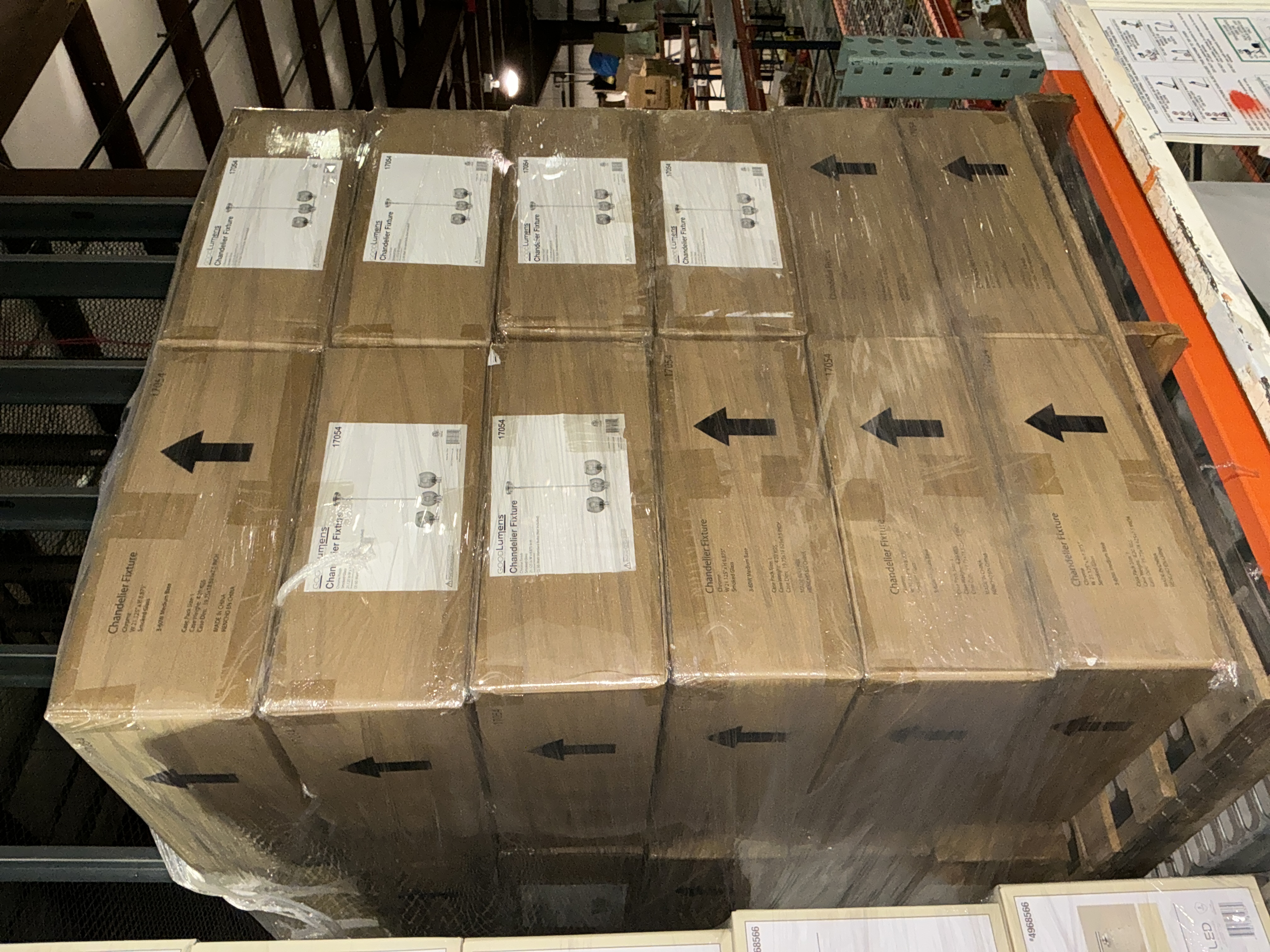 Pallet of 24 (3-Light Chrome Chandelier with Smoked Glass Shades)