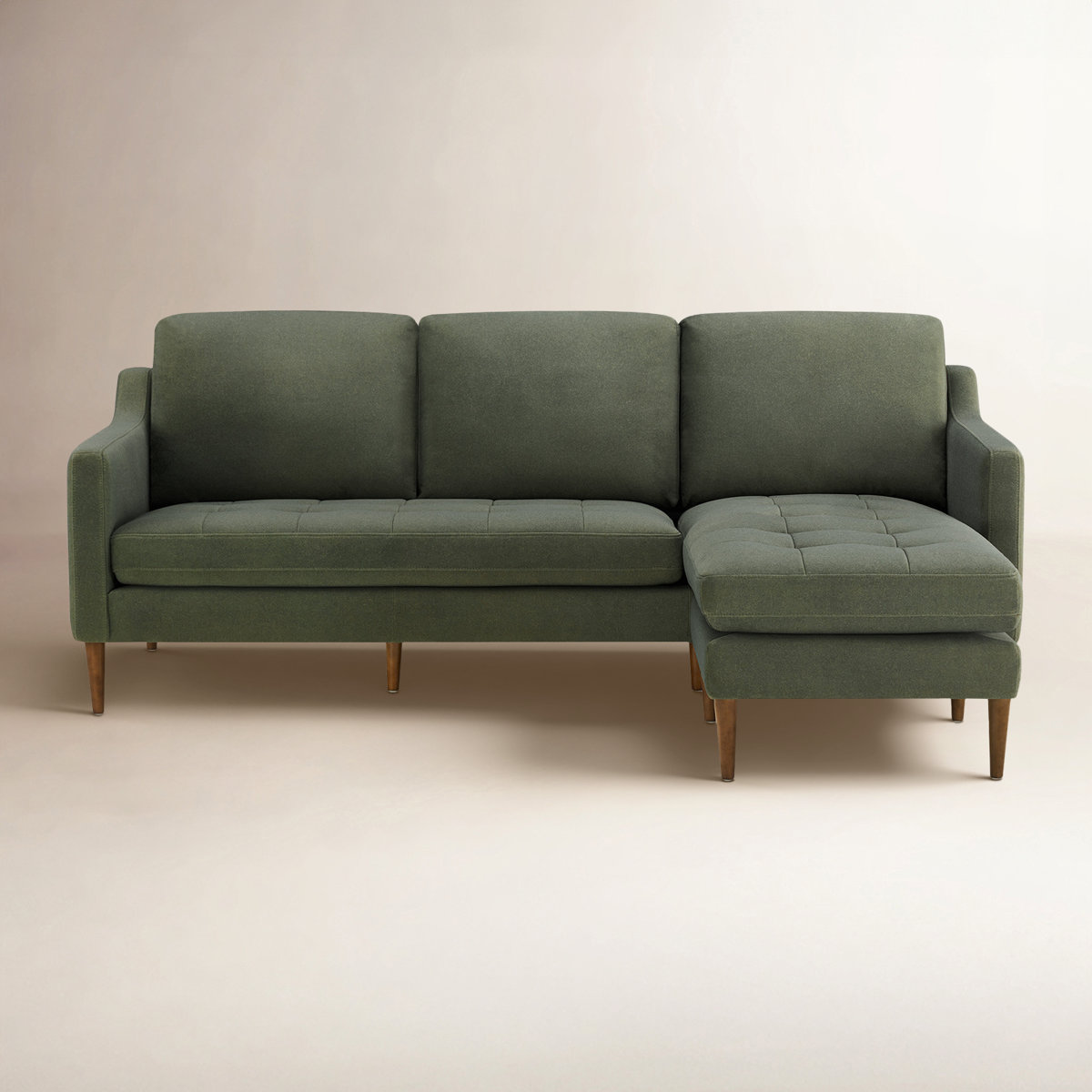 Daylen 2 - Piece Upholstered Tufted Reversible L-Sectional Sofa with Solid Wood Legs