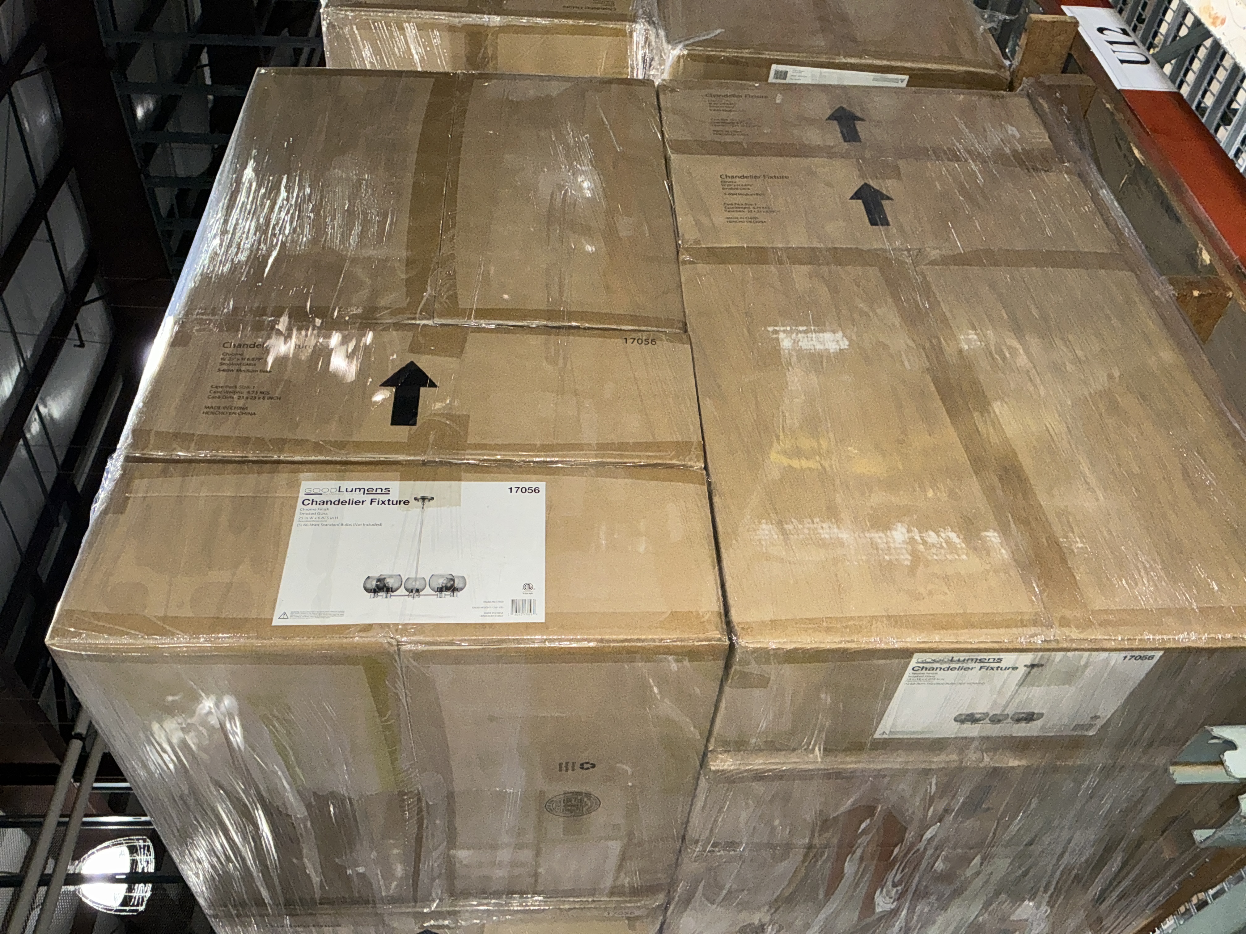 Pallet of 13 (5-Light Chrome Chandelier with Smoked Glass Sh