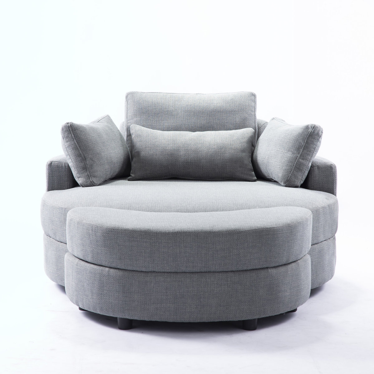 Danieal Upholstered Barrel Chair with Ottoman