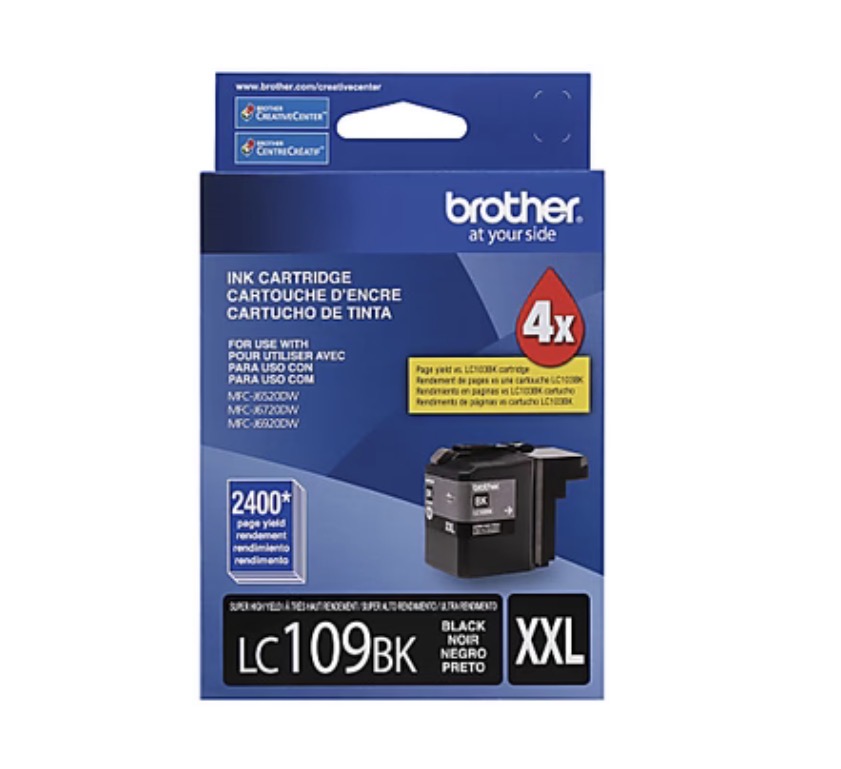 Original Brother LC109BK XXL Super High Yield Black Ink Cartridge (set of 2)